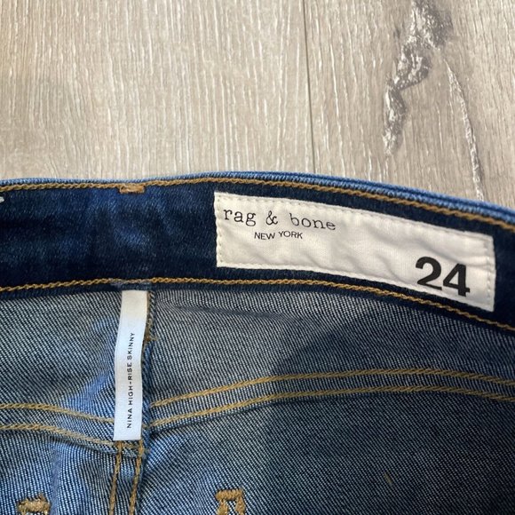 Rag & Bone Women's Nina High Rise Skinny Jeans Dark Wash Sz 24 NWT - Picture 6 of 11